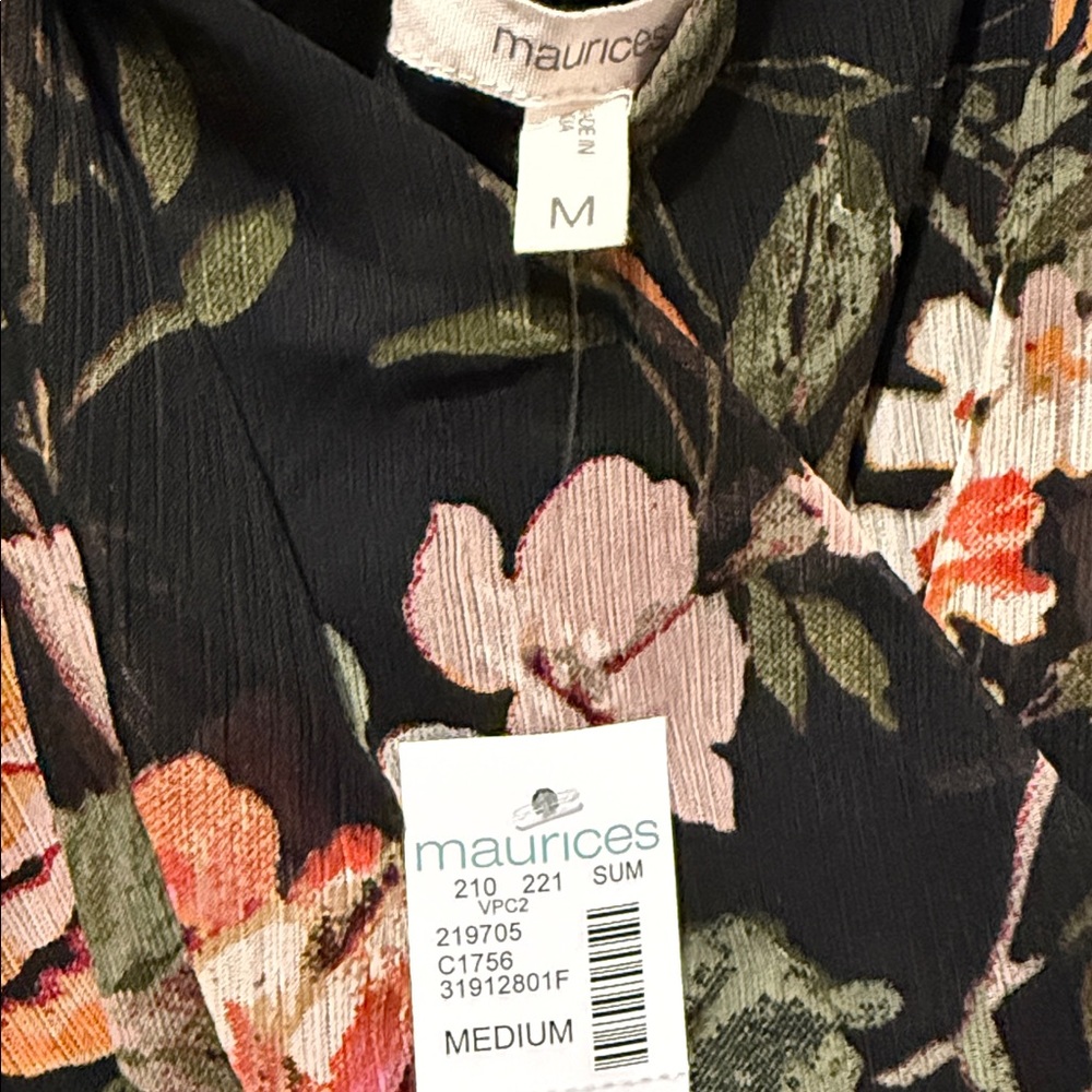 Maurices Black Dress with Pink and Orange Floral Design - Picture 2 of 2